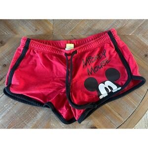 Disney Mickey Mouse Womens Red Black Trim Shorts Ladies Medium Casual Cute‎